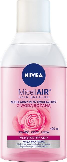 Nivea Micell Air Skin Breathe Micelarny Płyn dwufazowy z Wodą Różaną 400ml
