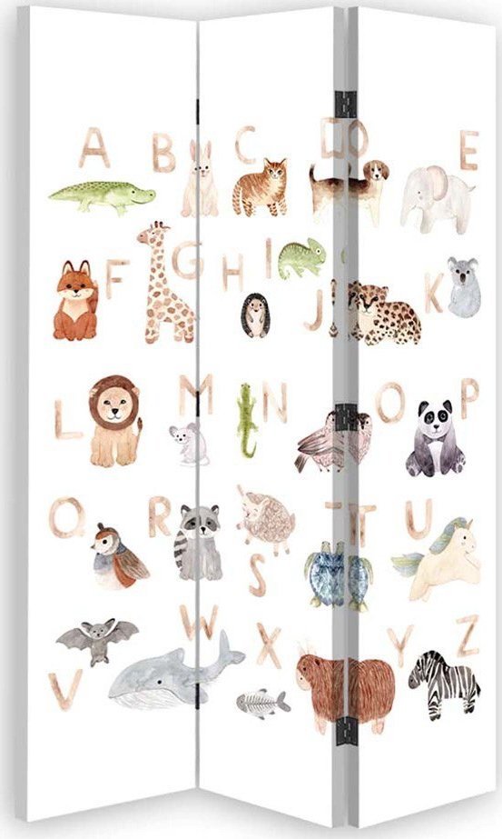 Feeby Parawan dwustronny obrotowy, Alfabet ze zwierzakami - 110x170