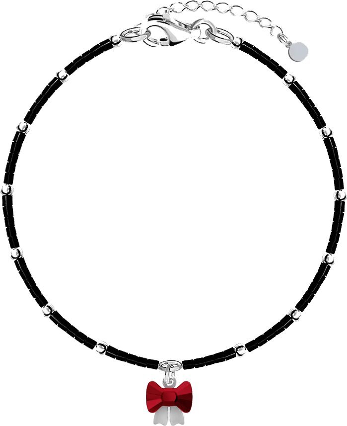 Radziszewska Jewellery Bransoletka na nogę z koralikami Kokardka srebro