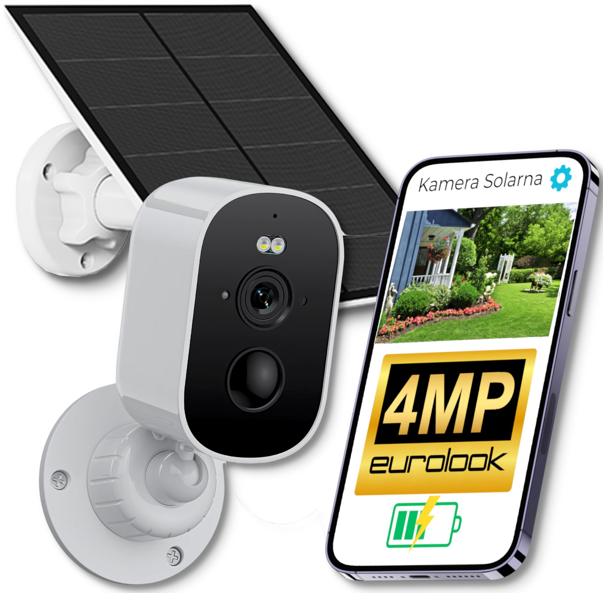 Bezprzewodowa Zewnętrzna Kamera WiFi Solarna 4MPX Eurolook K-14