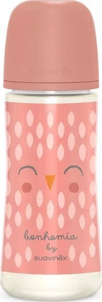 307837-BUTELKA 360ML/SMOCZEK FIZJOLOGICZNY SX PRO DUŻY PRZEPŁYWA/SOWA RÓŻOWA/BONHOMIA