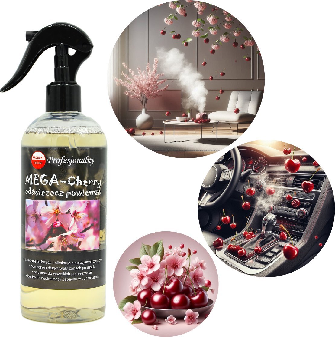 Dolphin UNIWERSALNY ODŚWIEŻACZ POWIETRZA WIŚNIOWY ZAPACH DOM AUTO MEGA CHERRY 400ML