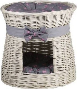 WickerPL ROSIE BUDA DLA KOTA LEŻAK DLA ZWIERZĄT DOMEK DLA KOTA Z WIKLINY PIĘTROWY Z PODUSZKAMI 48 H43 CM