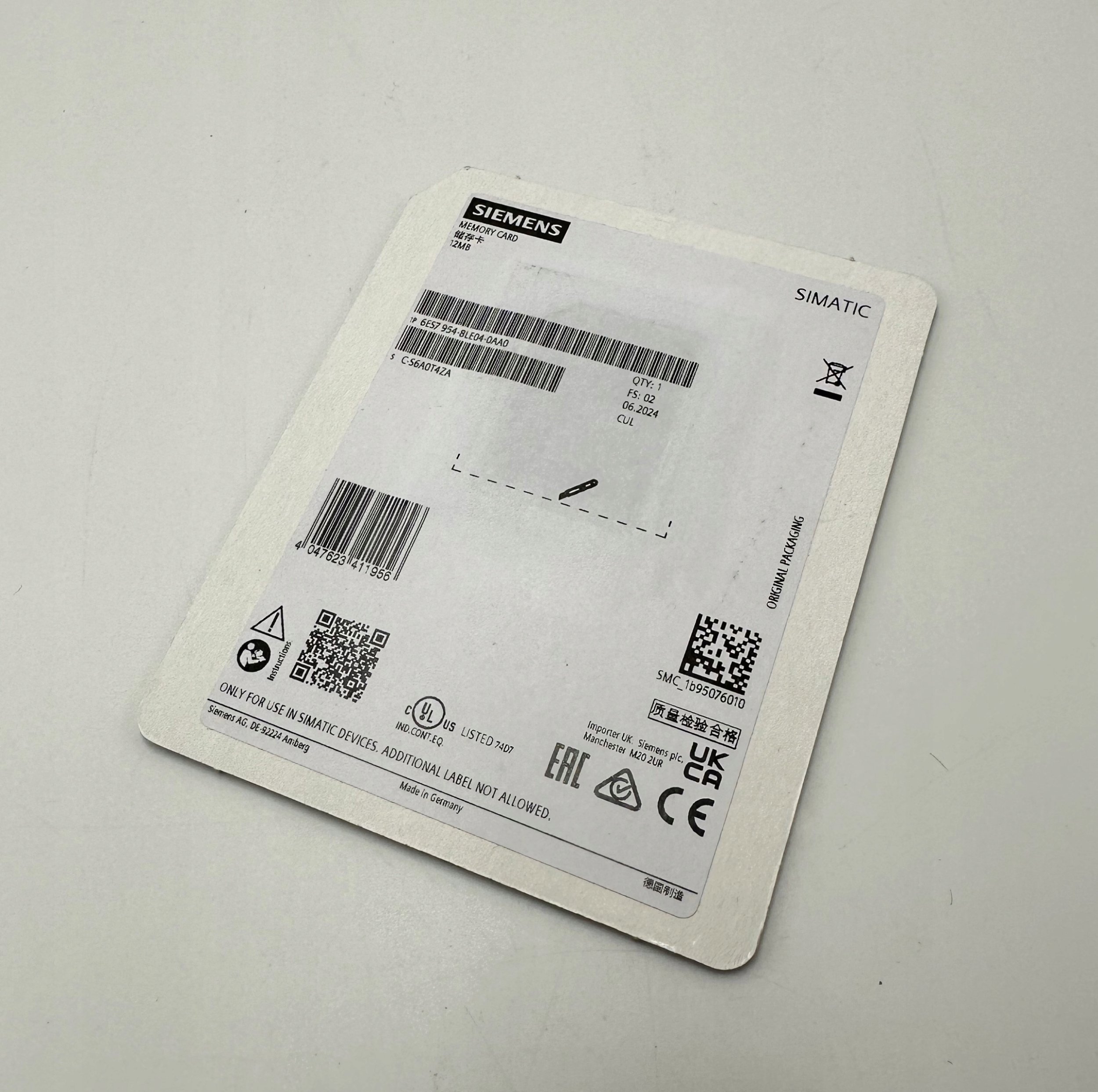 Pamięć dedykowana Siemens SIMATIC S7 karta pamięci for S7-1x00 CPU/SINAMICS 3, 3V Flash 12 MB