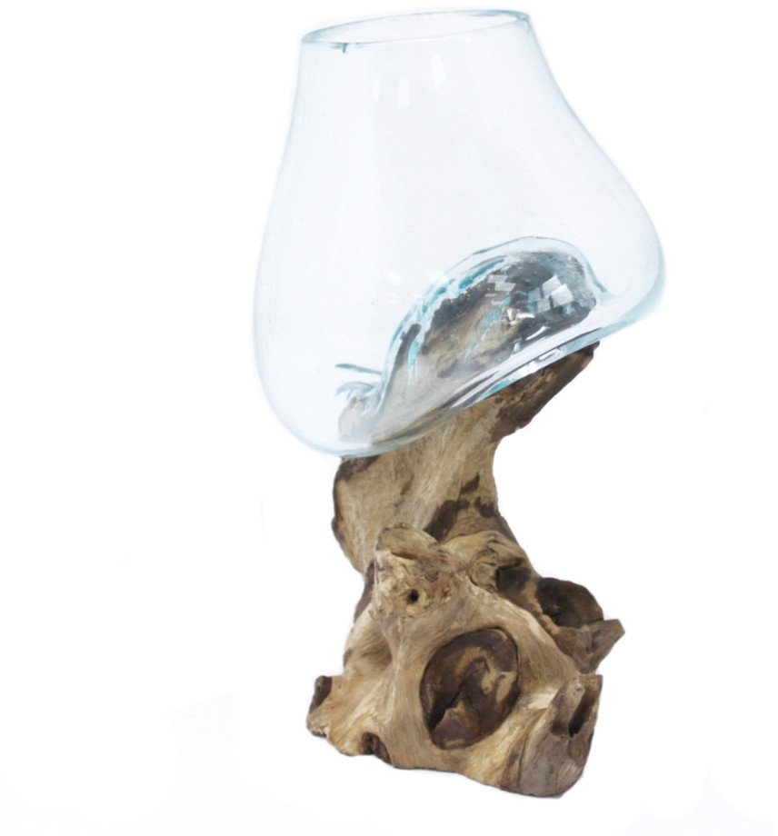 Szklany Wazon Wtopiony w Drewno - Waza Średnia