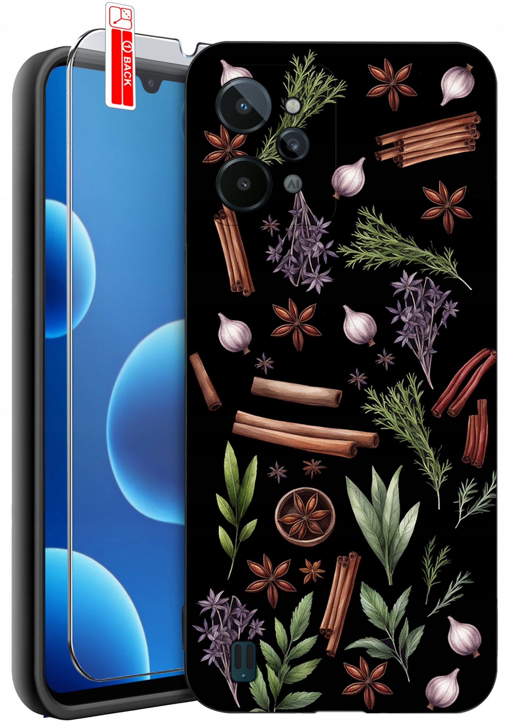 ETUI do Realme C31| WZORY | SILIKONOWE MATT CASE + SZKŁO 9H