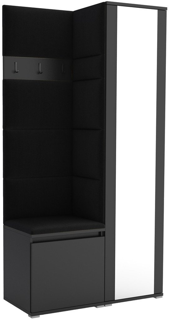 Tapicerowana garderoba Noris VI z lustrem - czarny + tkanina Trinity 16