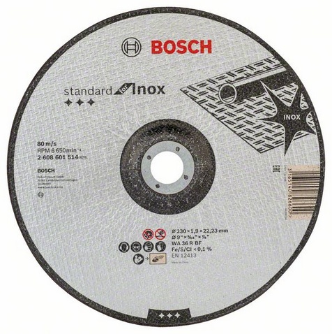 Bosch Tarcza tnąca wygięta Standard for Inox 230 x 22,23mm - 2608601514