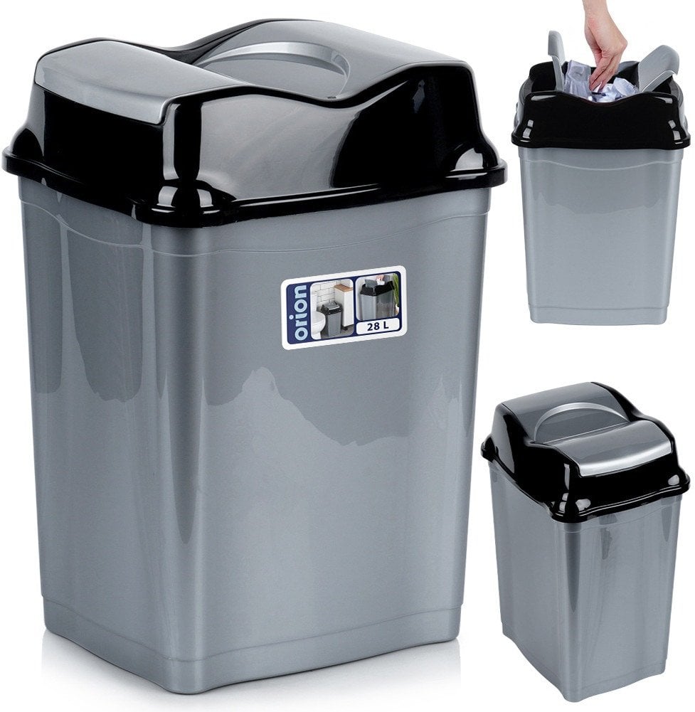 Kosz na śmieci plastikowy szary 28 l