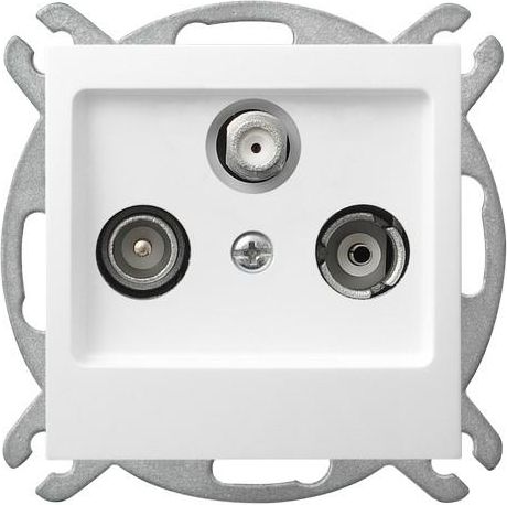 Ospel Gniazdo antenowe AS RTV-SAT przelotowe białe (GPA-GSP/m/00)