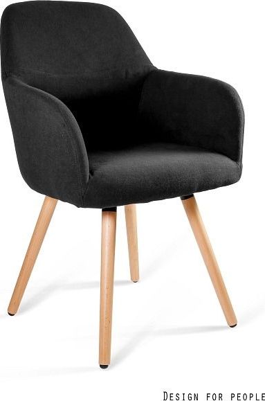 Unique Krzesło LINE czarne tapicerowane nowoczesne do jadalni UNIQUE