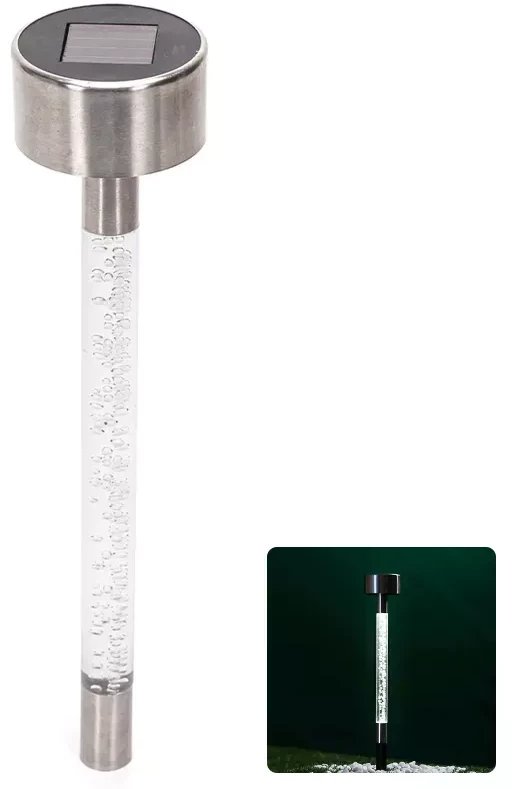 Sopel solarny z bąbelkami 33 cm o chłodnym świetle do wbicia w ziemie Zimny