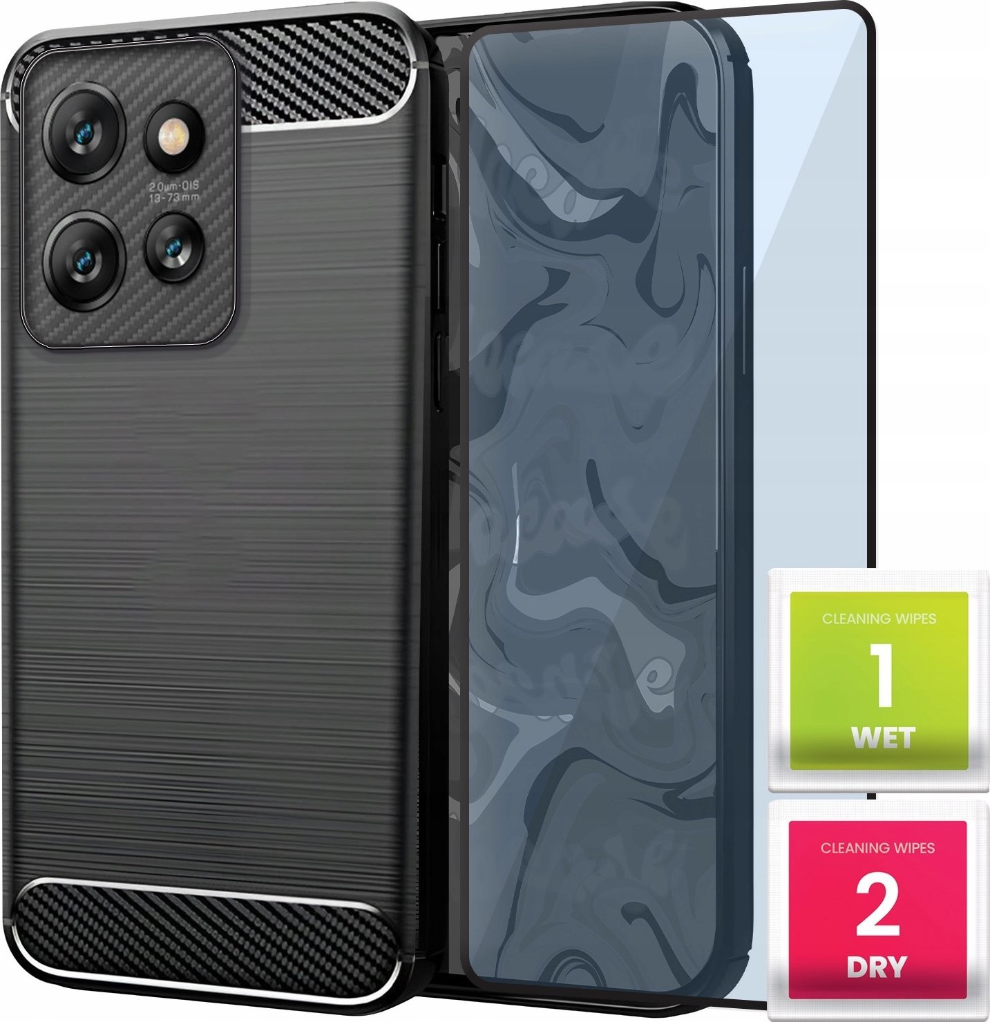 Etui do Motorola ThinkPhone 25 / Edge 50 Neo 5G (Czarne, Karbon) Szkło 9H