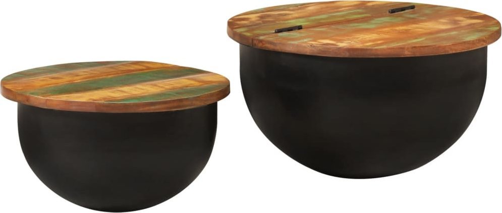 vidaXL vidaXL Zestaw 2 stolików kawowych, czarny, drewno z odzysku