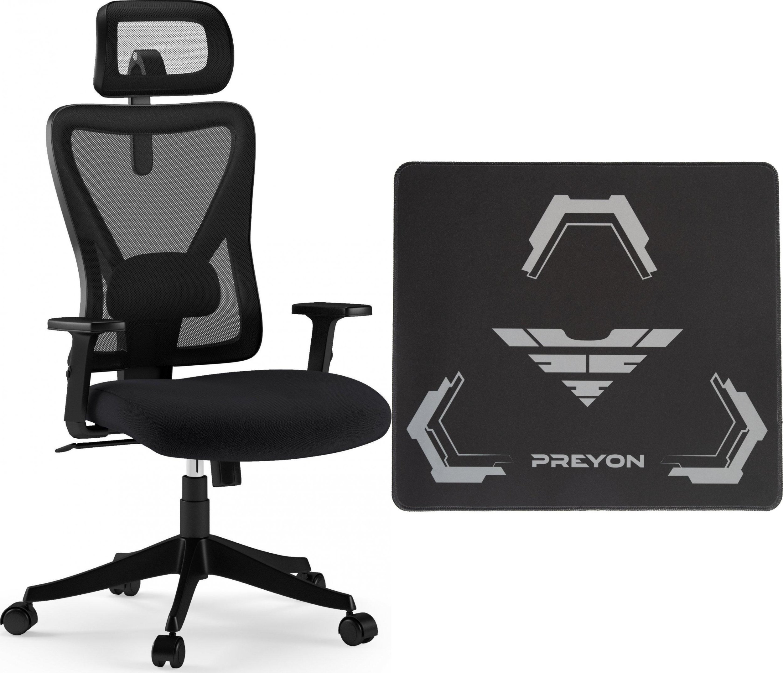 Krzesło biurowe SENSE7 Tone Czarny + Podkładka PREYON Falcon