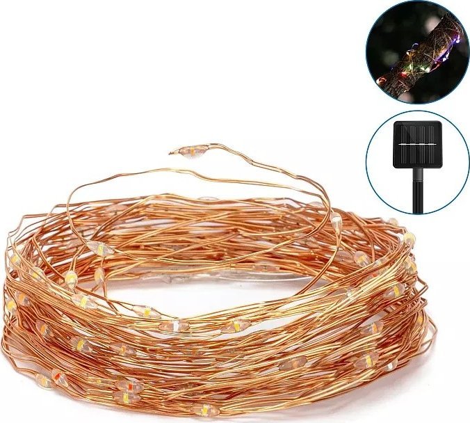 Masterled Kolorowy drucik solarna linka 100 led 10m łezki do oplatania roślin Kolorowy drucik solarna linka 100 led 10m łezki do oplatania roślin