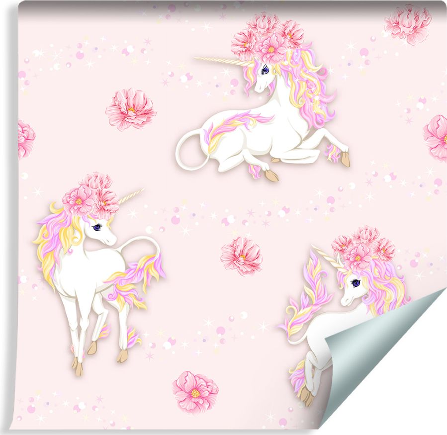 Muralo Tapeta Dla Dzieci - Piękne Jednorożce i Kwiaty