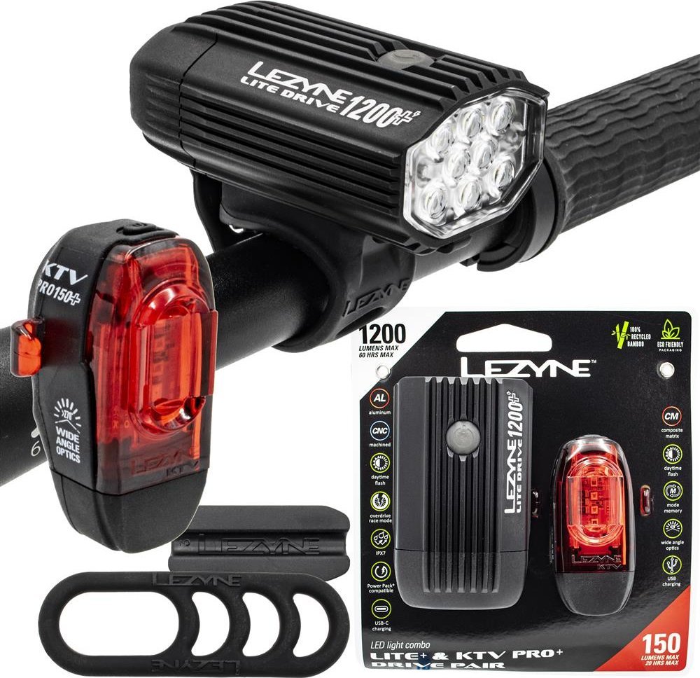 Lezyne Zestaw lampek Lezyne Lite Drive 1200+, KTV Drive Pro+, 1200 lm / 150 lm