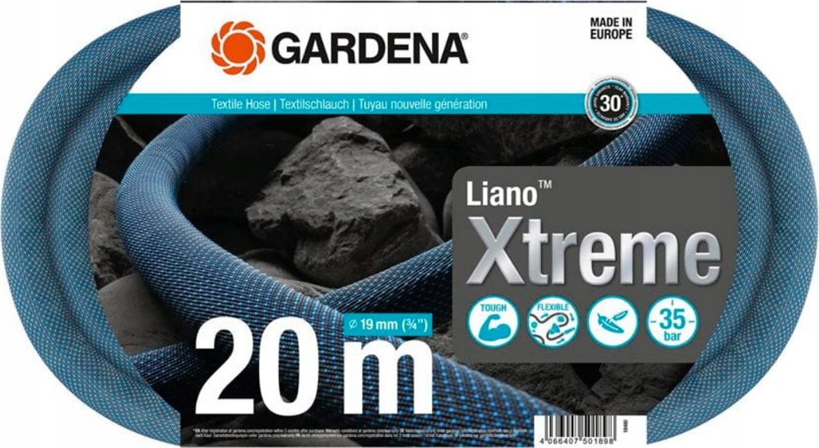Gardena GARDENA Textile Hose Liano Xtreme 3/4", 20 meters (dark grey/orange, model 2023)