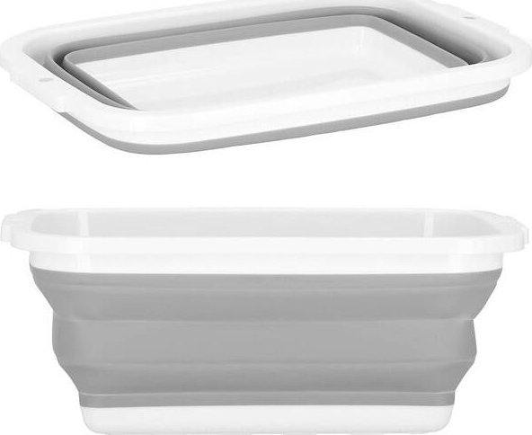 Springos Kosz na pranie składany 8,5 L prostokątna miska szaro-biała UNIWERSALNY