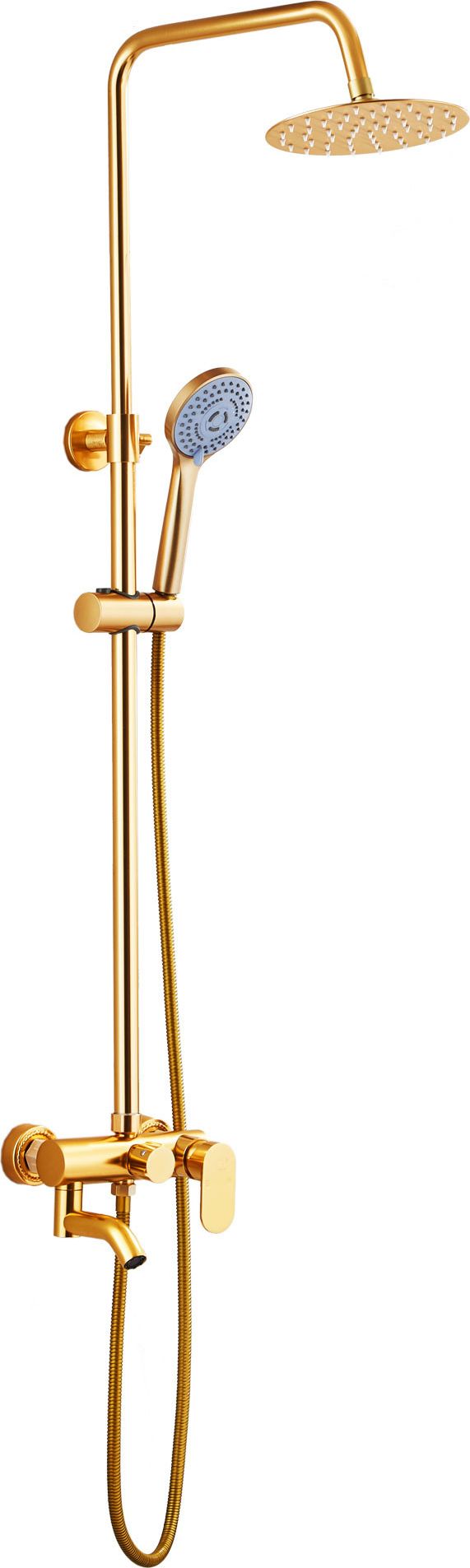Zestaw prysznicowy Toule Deszczownica prysznic 1,5m wlewka bateria złoty CE