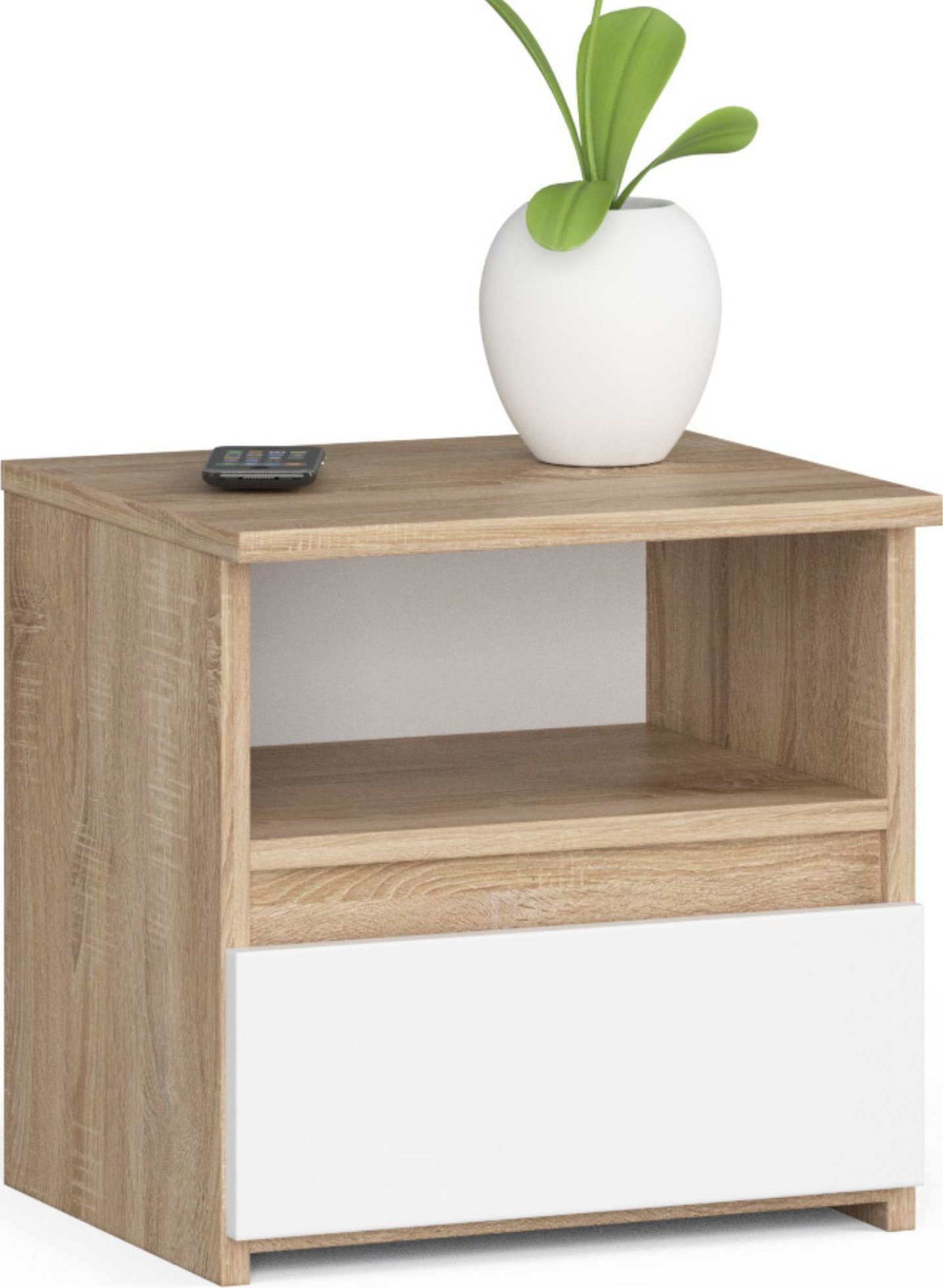 Fabryka Mebli Akord Szafka nocna CL1 40 cm 1 szuflada - dąb sonoma-biała