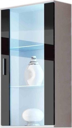 Cama Meble Witryna wisząca SOHO biały/ czarny połysk