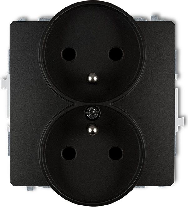 Karlik Gniazdo podwójne DECO Soft z/u do ramki czarny mat (12DGPRSO-2z)