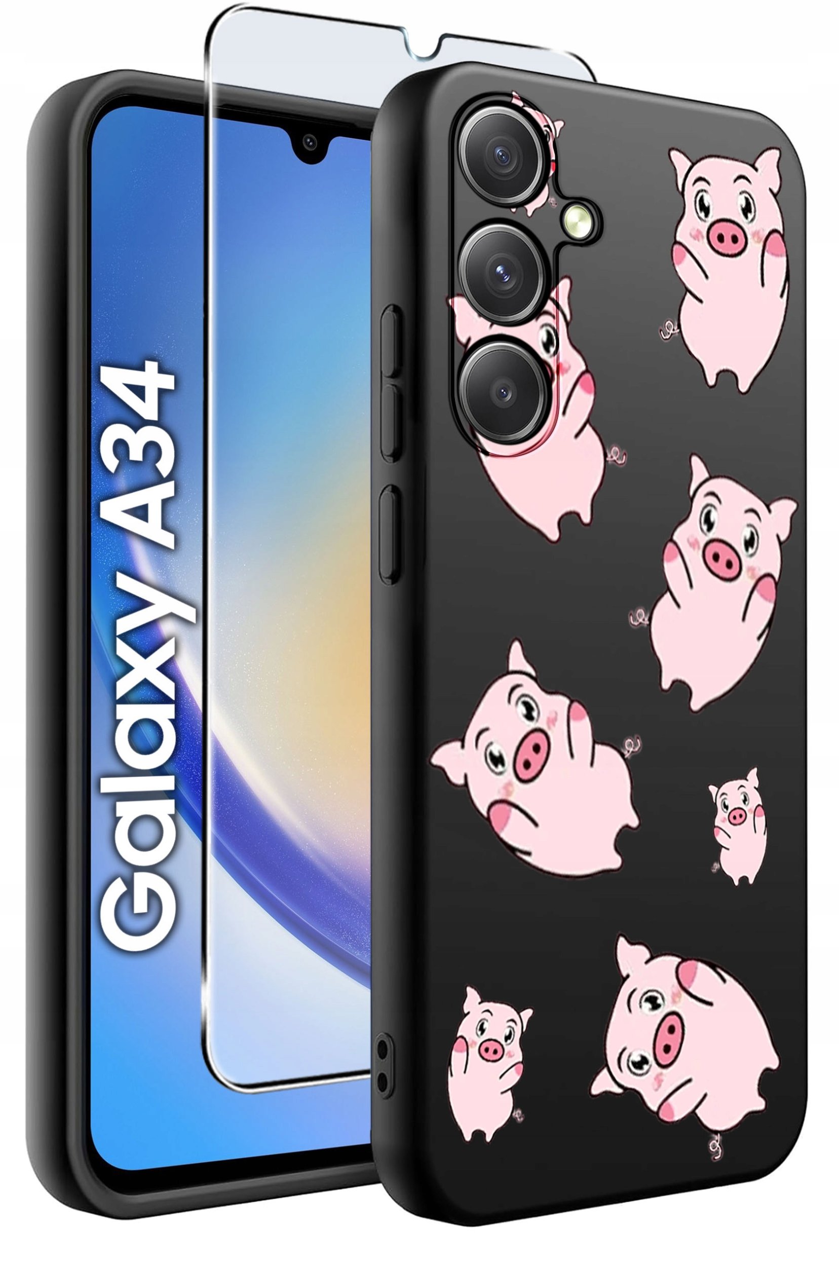 ETUI do Samsung A34 5G WZORY | SILIKONOWE MATT CASE + SZKŁO 9H