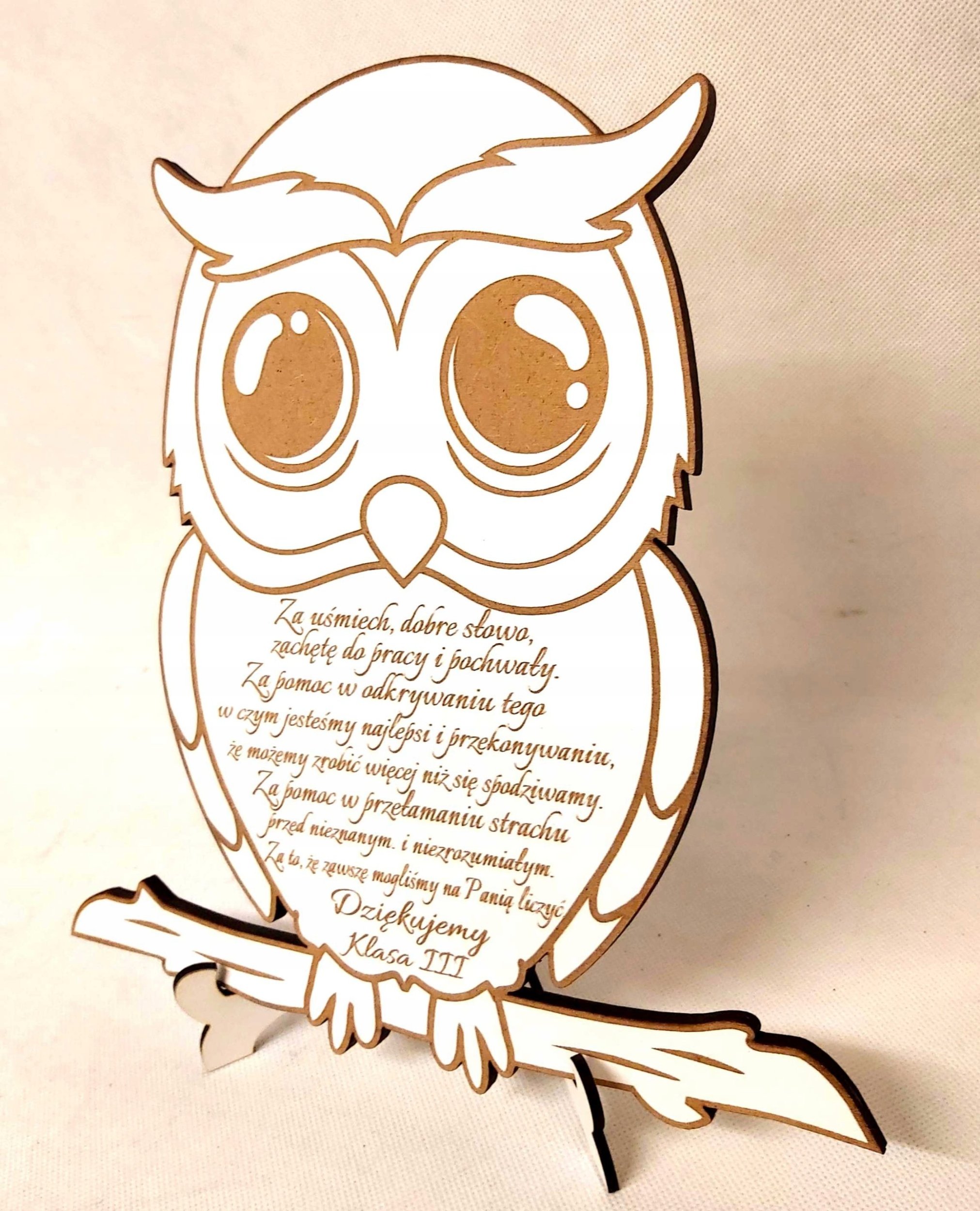 naSciane Podziękowanie dla nauczyciela prezent SOWA statuet