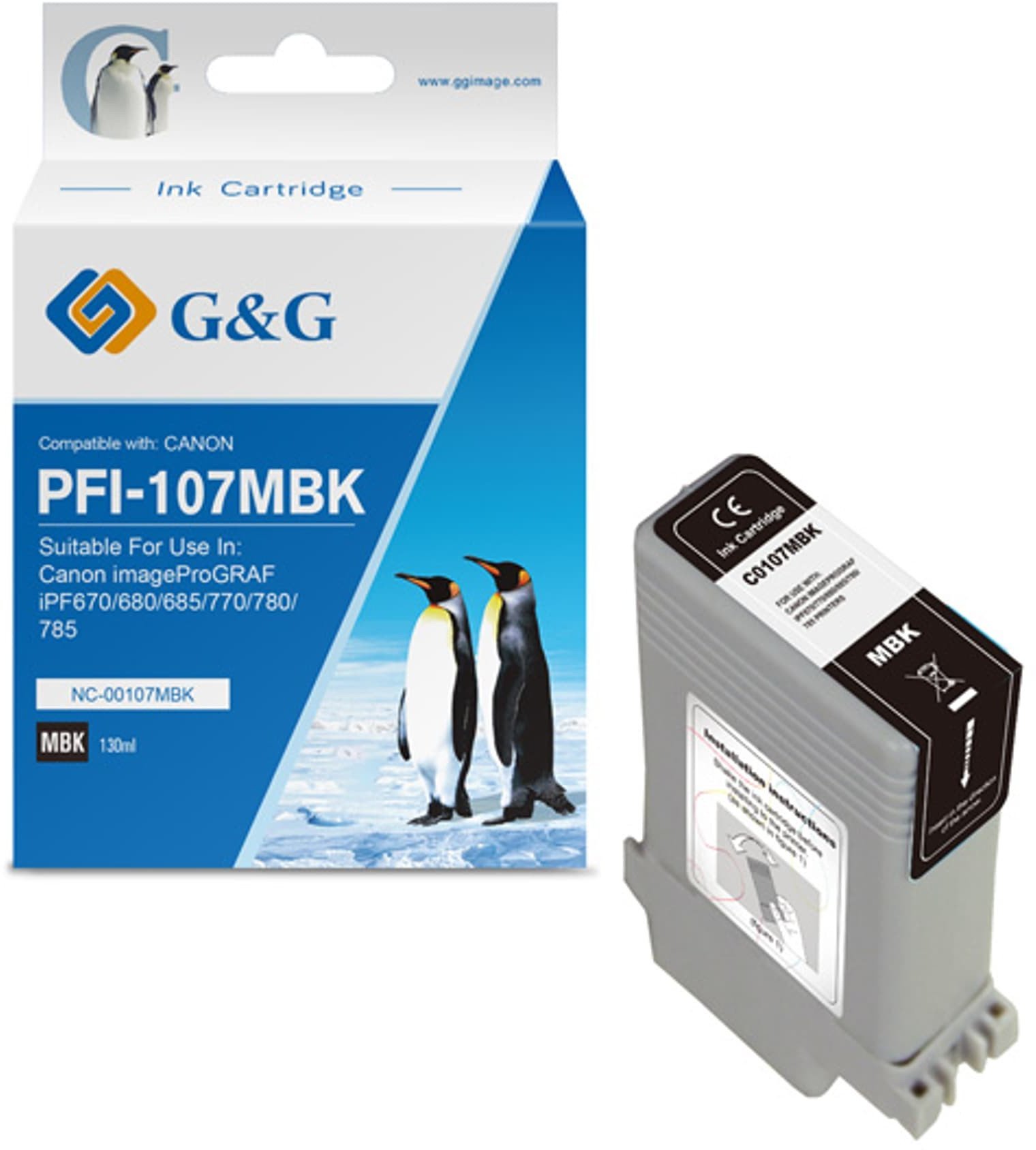 G&G kompatybilny ink / tusz z PFI107MBK, NC-00107MBK, 6704B001, matte black, 130ml