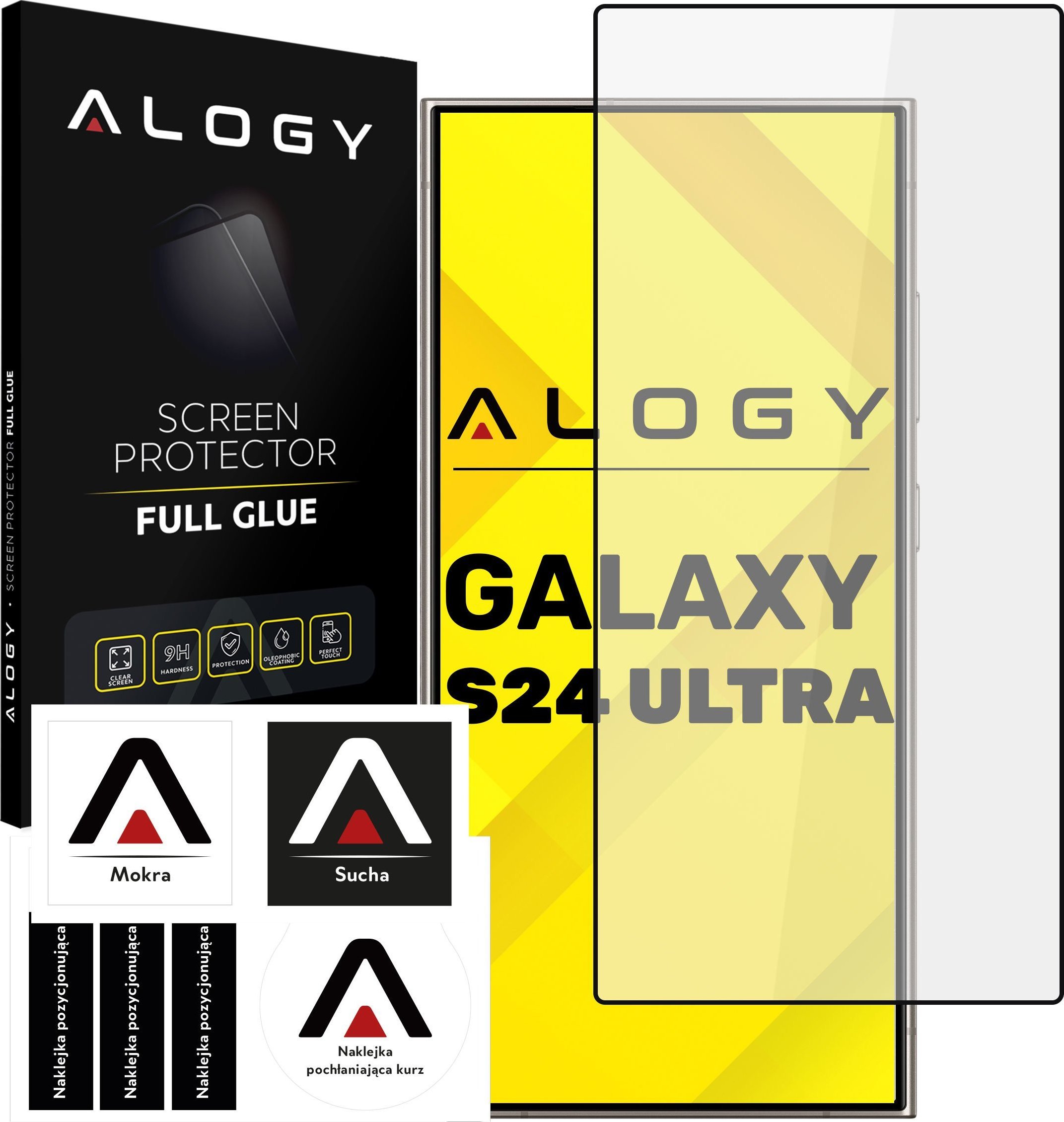 Alogy Szkło hartowane do etui Full Glue case friendly do Samsung Galaxy S24 Ultra Czarne