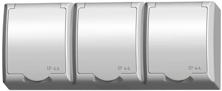 Ospel FALA Gniazdo hermetyczne potrójne z/u IP44 klapka biała (GNH-3HZw)