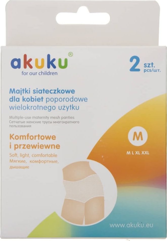 Majtki poporodowe Akuku wielorazowe siateczkowe M 2szt.