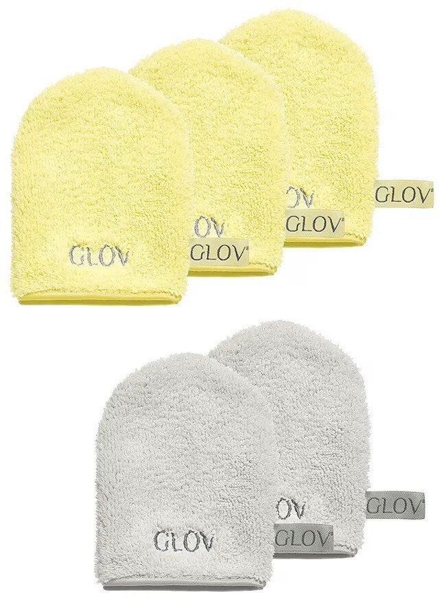 Glov Water-Only Skin zestaw rękawiczek do demakijażu i oczyszczania twarzy Baby Banana 3szt + Silver Stone 3szt