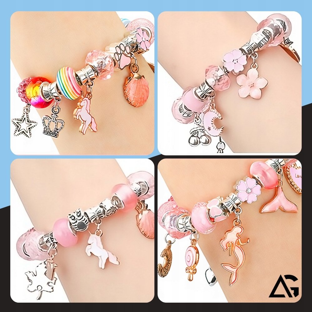 DUŻY ZESTAW DO ROBIENIA BRANSOLETEK I NASZYJNIKÓW CHARMS SZKATUŁKA KORALIKI