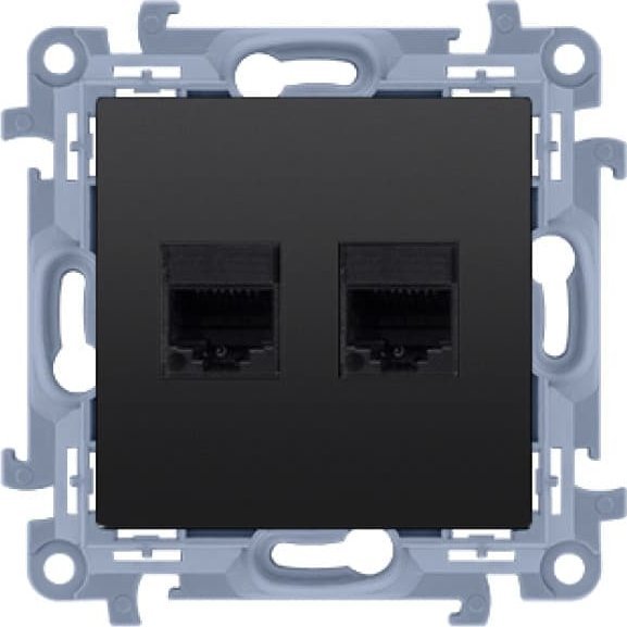 Kontakt-Simon Gniazdo komputerowe Kontakt-Simon Simon 10 C5T.01/49 RJ45 kategoria 5e + telefoniczne RJ11 moduł czarny mat