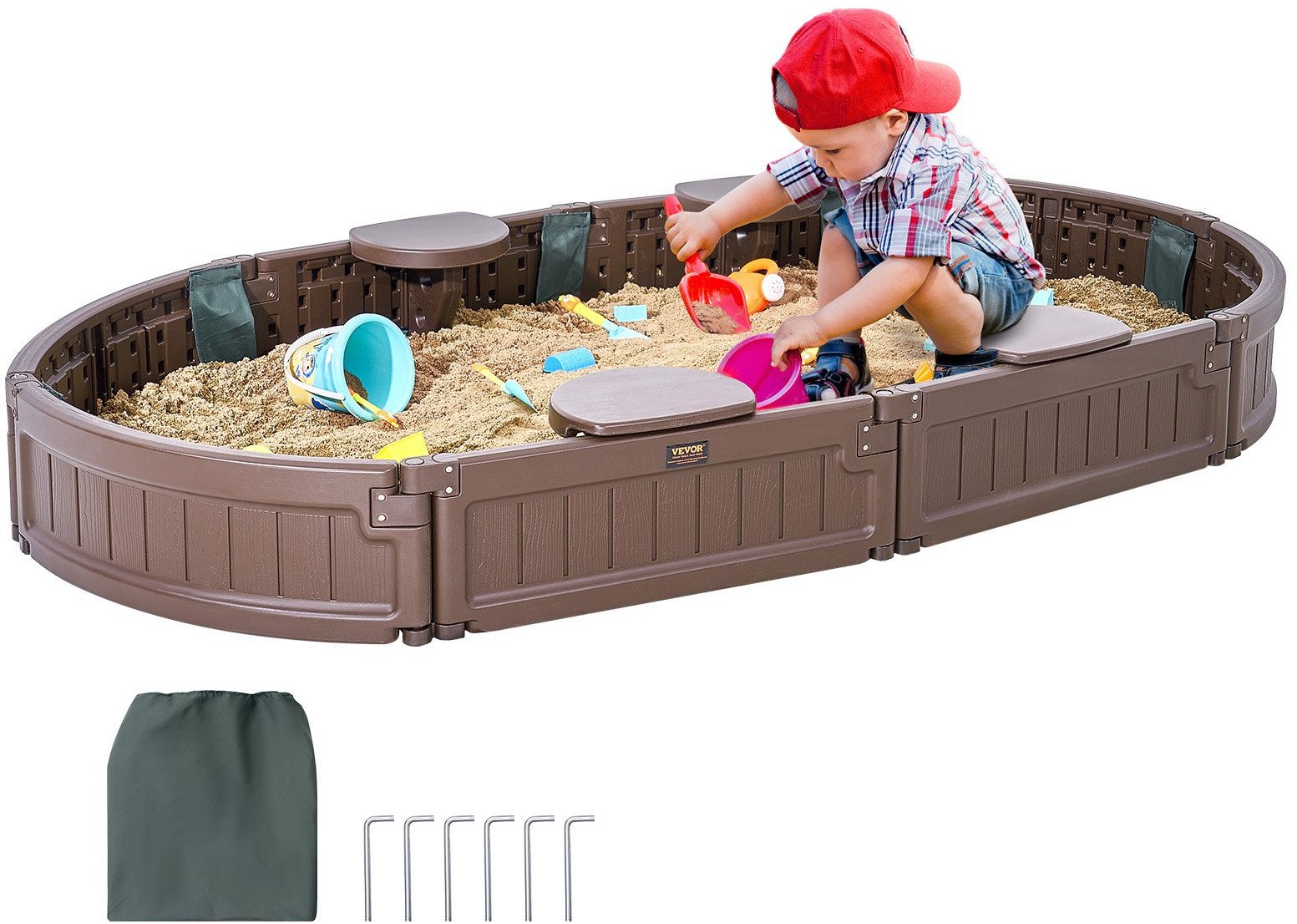 Vevor Piaskownica owalna z pokrywą 183 x 105.5 cm