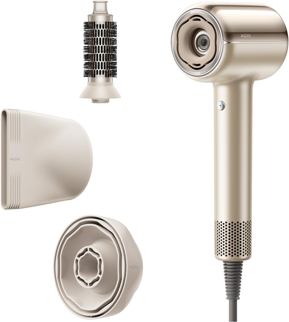 Suszarka do Włosów MOVA Shine 20 Złota Zestaw 3 Nasadek 1800W z Jonizacją