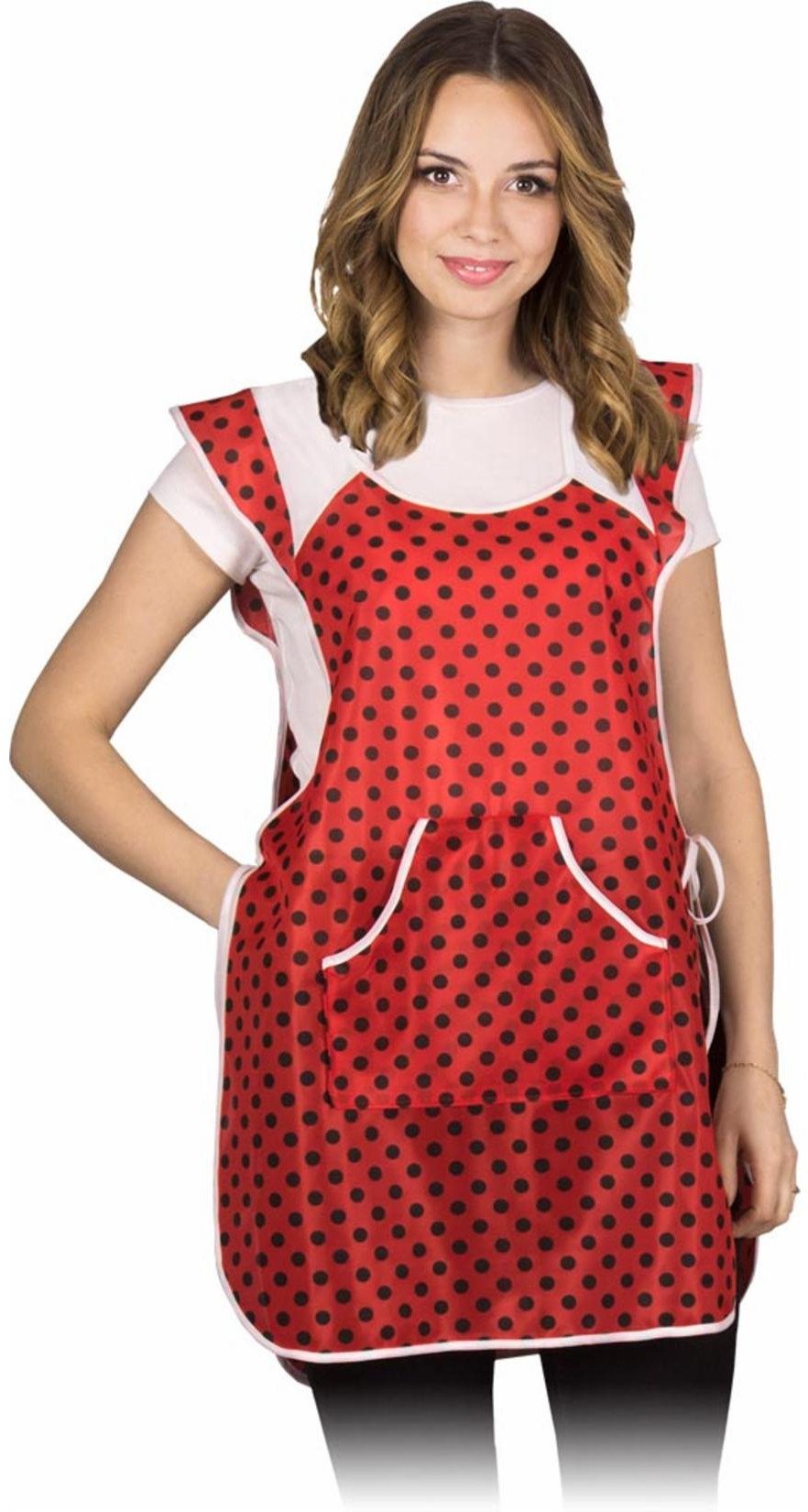 F-STYLON - Fartuch stylonowy zakładany przez głowę, kieszeń z przodu, 100 % poliester, - zielono-biały - UNI.