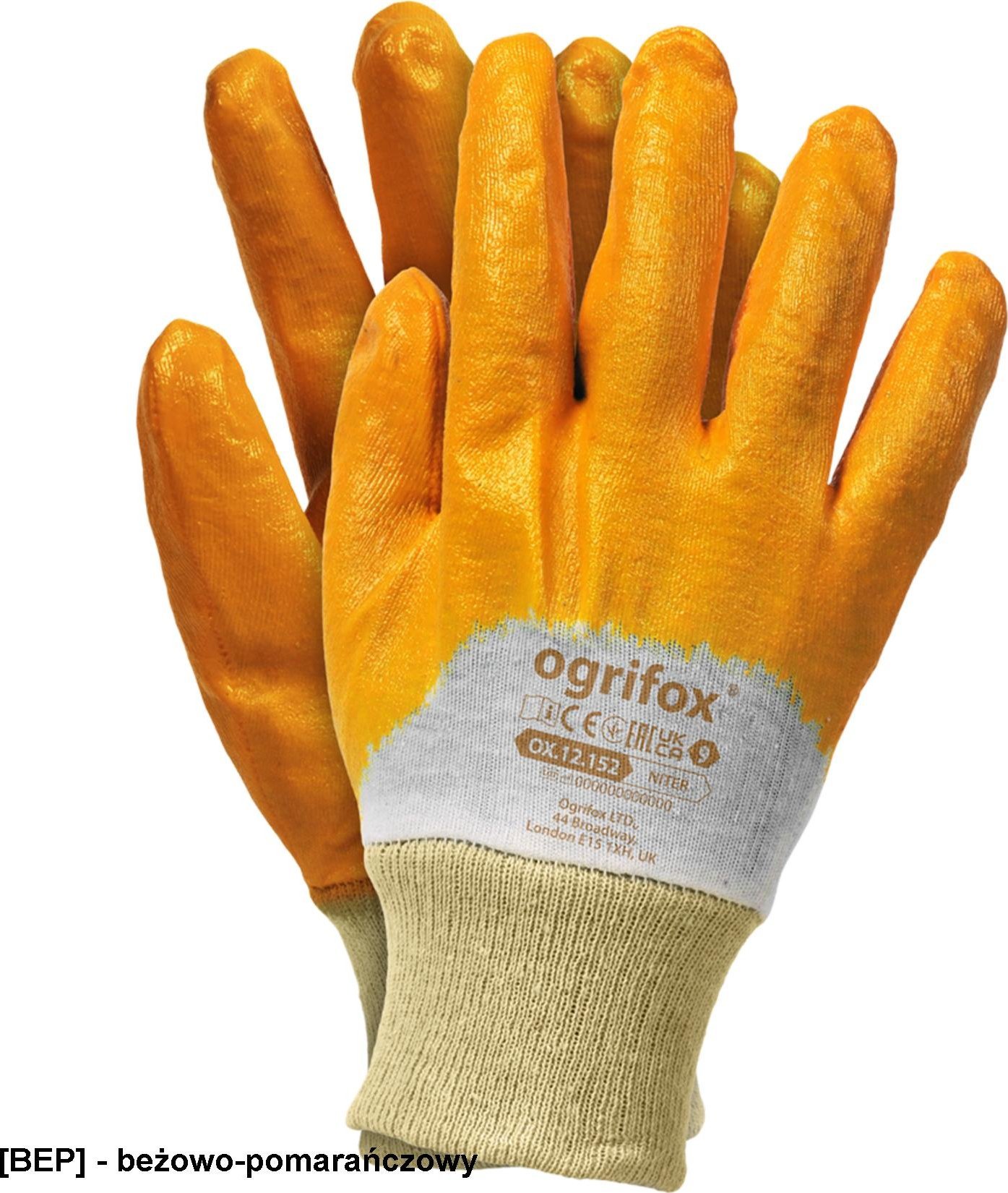 R.E.I.S. OX-NITER - Rękawice ochronne powlekane nitrylem, zakończone dzianinowym ściągaczem 10