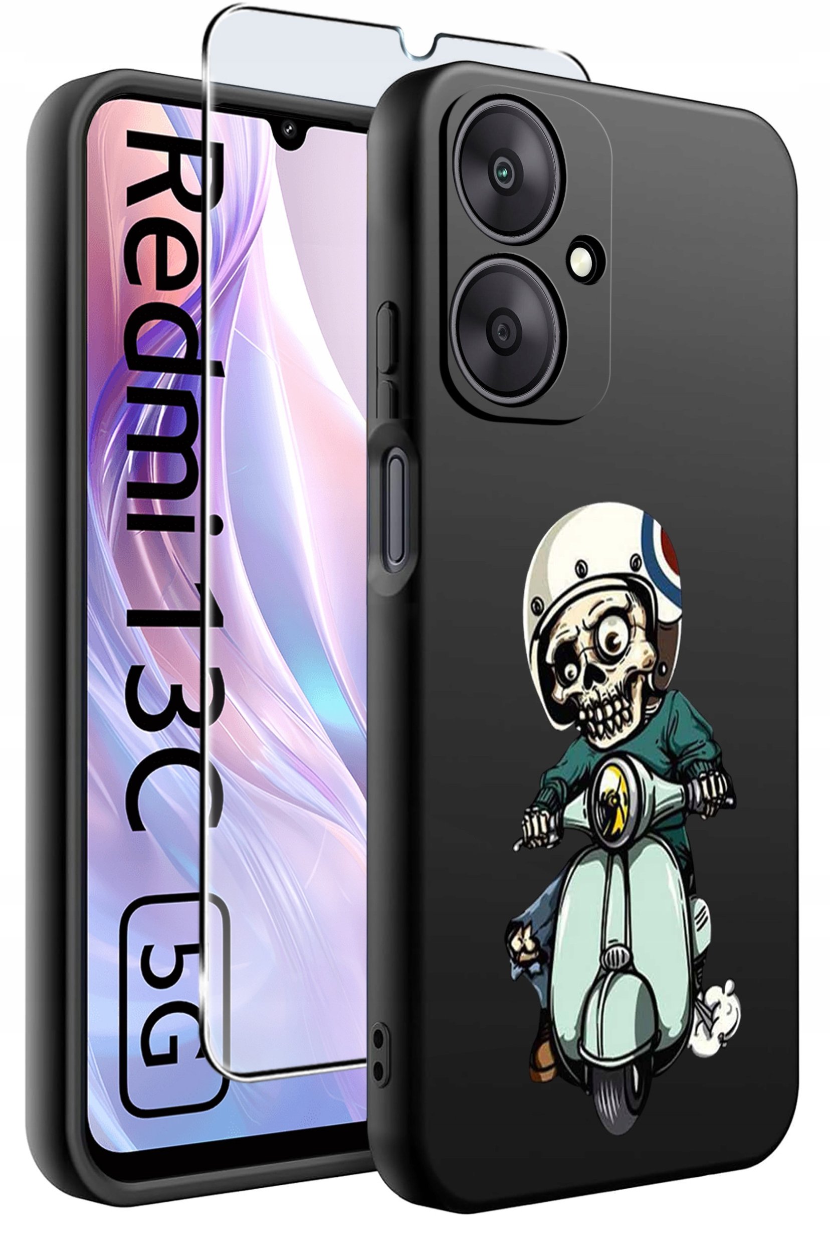 ETUI do Xiaomi Redmi 13C 5G WZORY |SILIKONOWE MATT CASE +SZKŁO HARTOWANE 9H