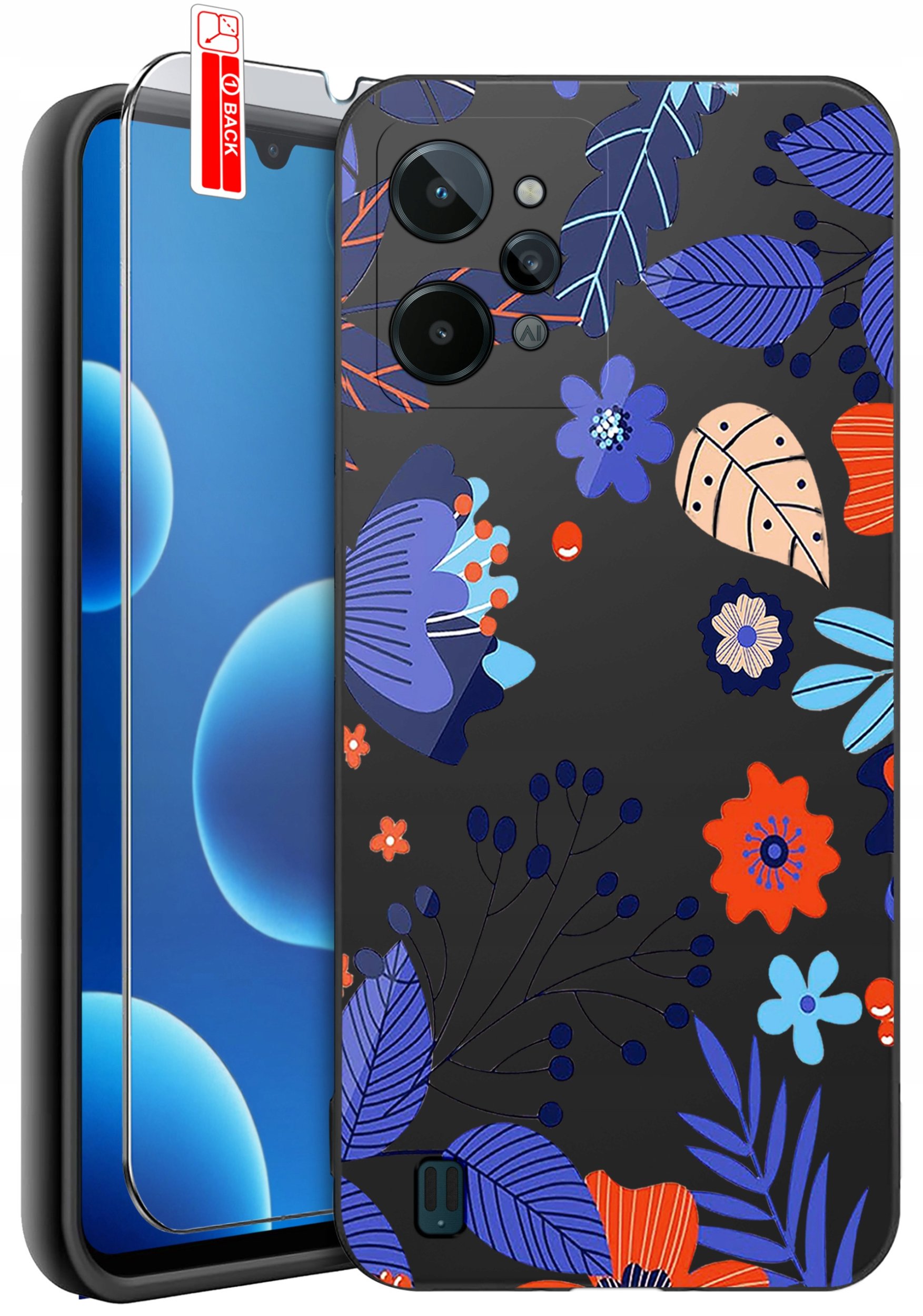 ETUI do Realme C31| WZORY | SILIKONOWE MATT CASE + SZKŁO 9H