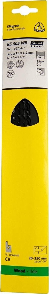 Klingspor KLINGSPOR BRZESZCZOT DO PIŁY SZABLASTEJ 300x19x1,2mm RS 603 WR /5szt.