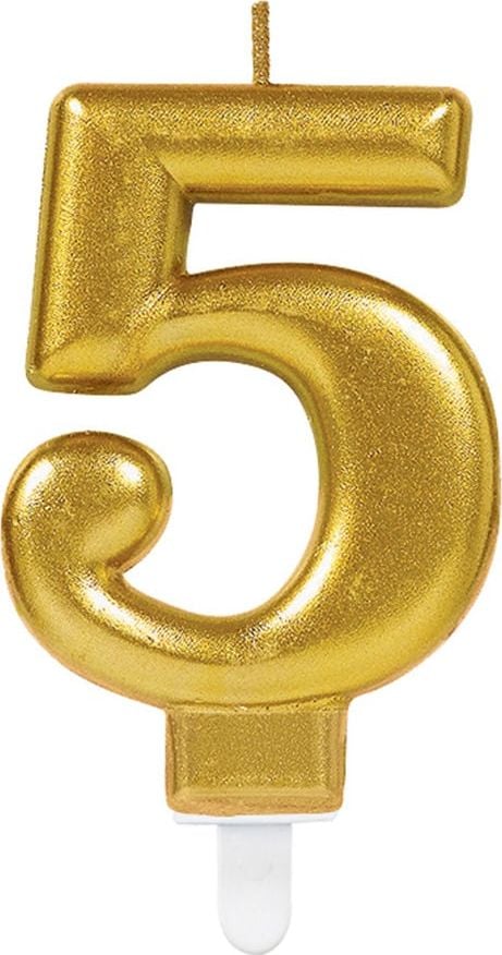 AMSCAN Świeczka cyferka złota pięć - 5 uniwersalny