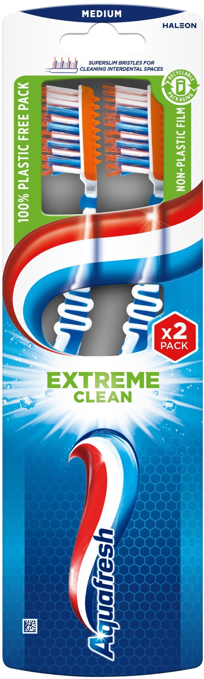 AQUAFRESH Szczoteczka do zębów Extreme Clean - medium(średnia) DUO 2 sztuki