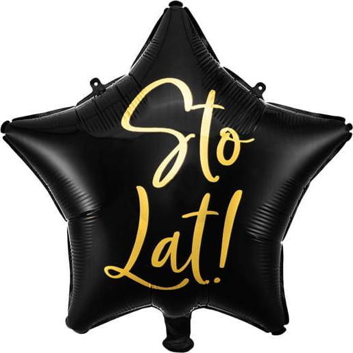 Party Deco Balon foliowy Sto Lat!, 40cm, czarny