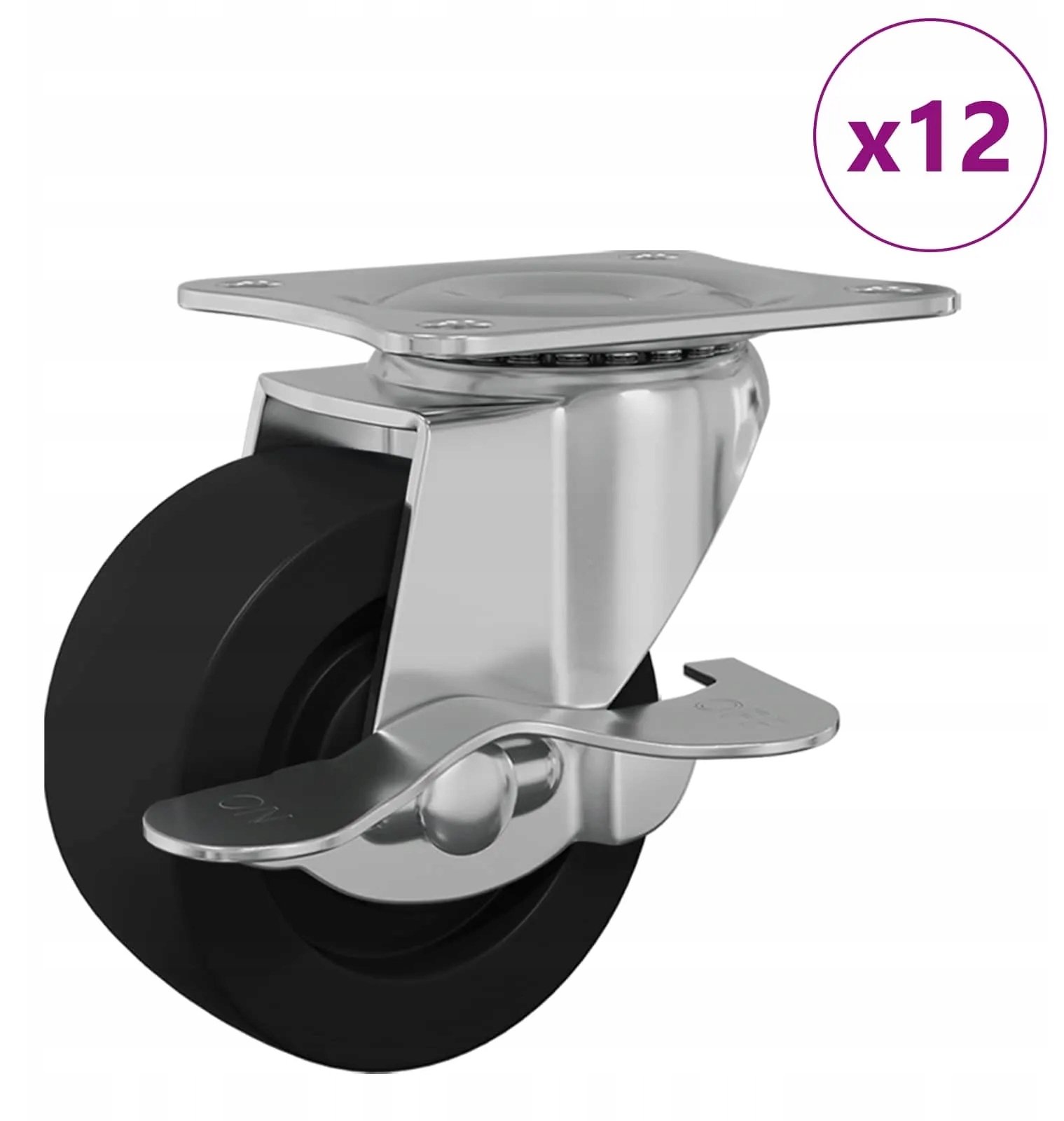 vidaXL Wózek 12 pcs czarno-srebrny 63 x 48 x 46 mm Żelazo i nylon