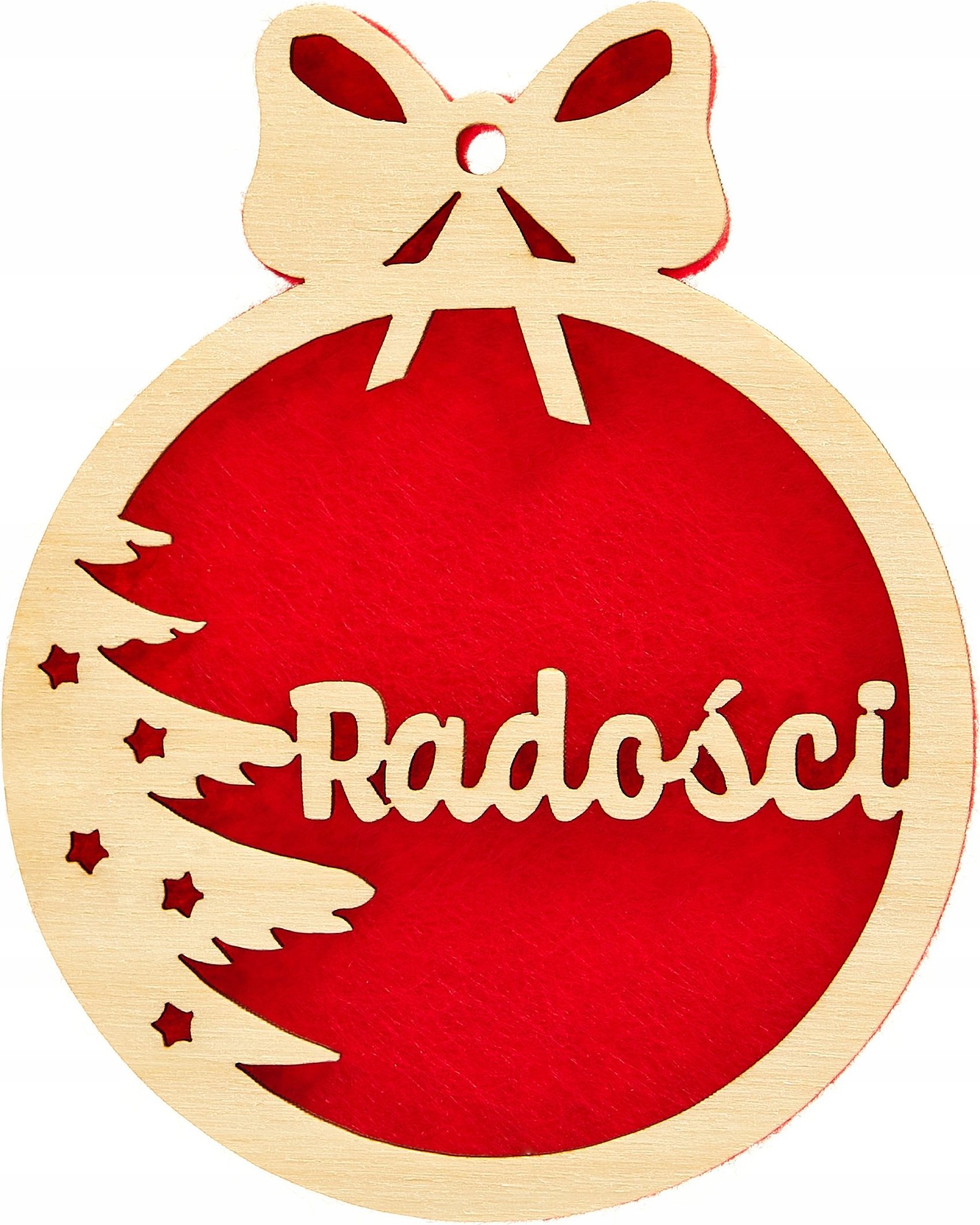 Techrebal BOMBKA DREWNIANA CHOINKOWA Z ŻYCZENIAMI PREZENT