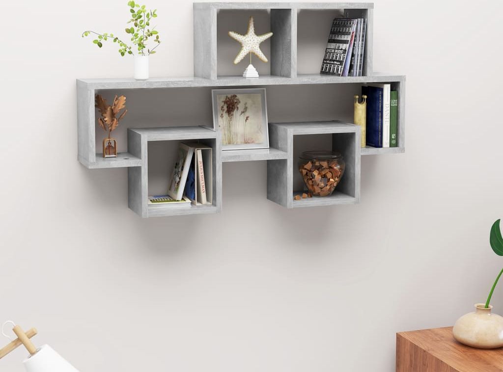 vidaXL Półka ścienna samochód, szarość betonu, 82x15x51 cm, płyta